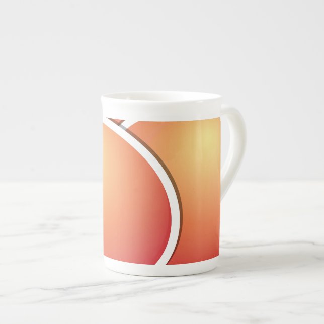 Funky peach bone china mug (Front Right)