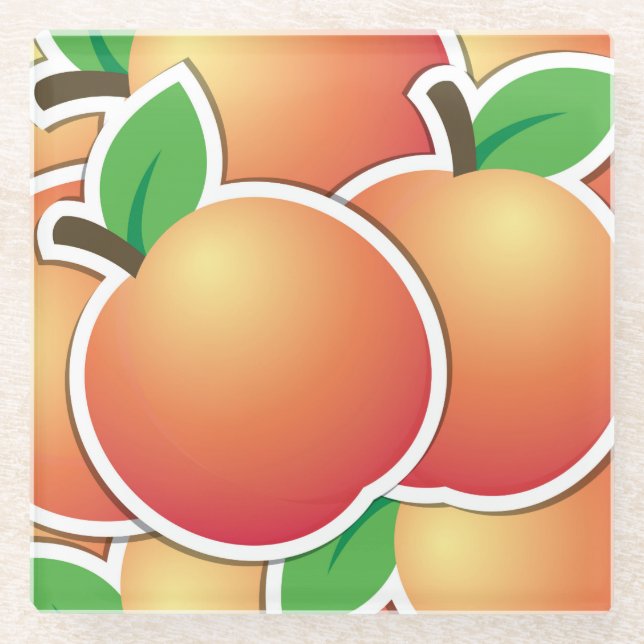 Funky peach glass coaster (Front)