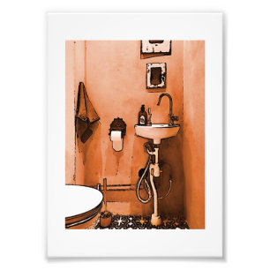 Funky Peachy Bathroom Photo Print