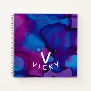 Funky personalised abstract marbled alcohol ink no notebook