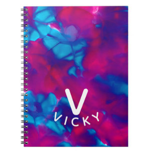 Funky personalised abstract marbled ink notebook