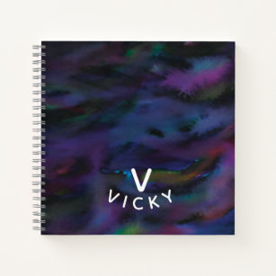 Funky personalised abstract smokey water colour notebook