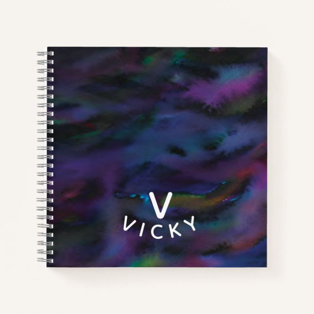 Funky personalised abstract smokey water colour notebook (Front)