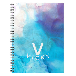 Funky personalised heart abstract marbled ink notebook