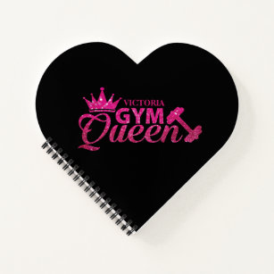 Funky Personalised Hot Pink Faux Glitter Gym Queen Notebook