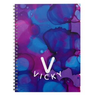 Funky personalized abstract marbled alcohol ink notebook