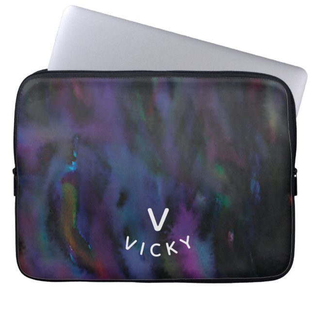 Funky personalized abstract smokey water color   laptop sleeve (Front)