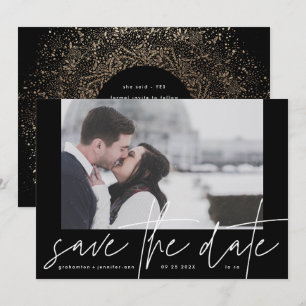 Funky Photo Frame Casual Onyx Black Elegant Modern Save The Date