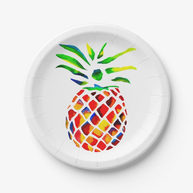 Funky pineapple cool art paper plate (Front)