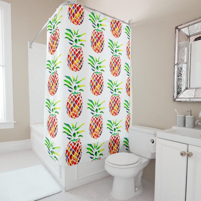 Funky pineapple cool art shower curtain (In Situ)