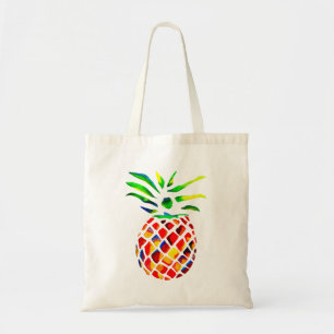 Funky pineapple cool art tote bag