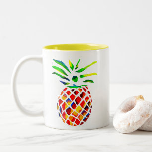 Funky pineapple cool art Two-Tone coffee mug