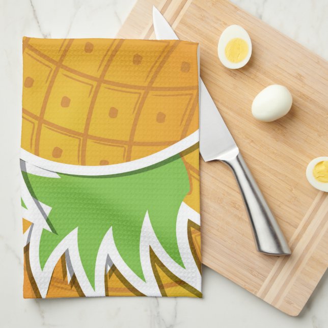 Funky pineapple tea towel (Quarter Fold)