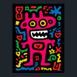 Funky Pink Alien – Neon Pop Art Quirky Monster Poster<br><div class="desc">Bright,  bold,  and funky – this pink alien is a quirky monster full of neon energy. Surrounded by playful doodles and glowing shapes,  it’s a must-have for pop art lovers and anyone who loves funky and colourful home decor.</div>