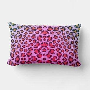 Funky pink and orange leopard cheetah pattern lumbar cushion