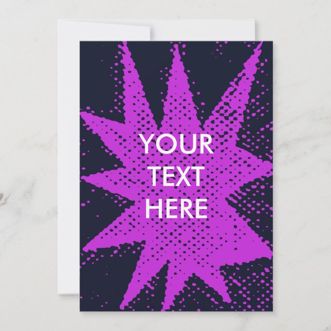 Funky Pink and Purple Halftone Burst Blank Card (Front)