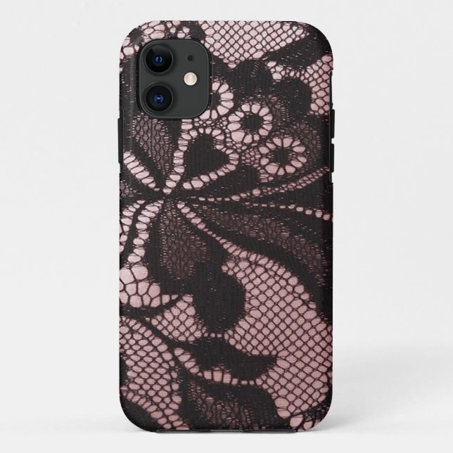 Funky Pink & Black Lace  IPhone 5 Case (Back)