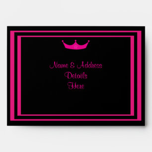 Funky Pink & Black Sweet 16 Tiara Customisable Envelope