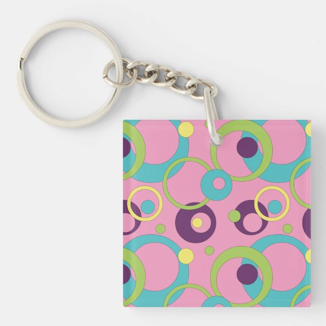 Funky Pink Circles Acrylic Keychain (Front)