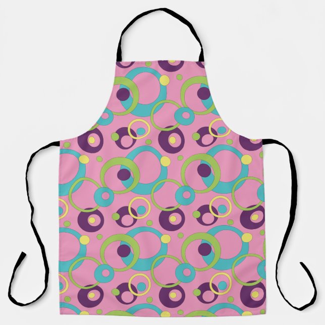 Funky Pink Circles All-Over Print Apron (Front)