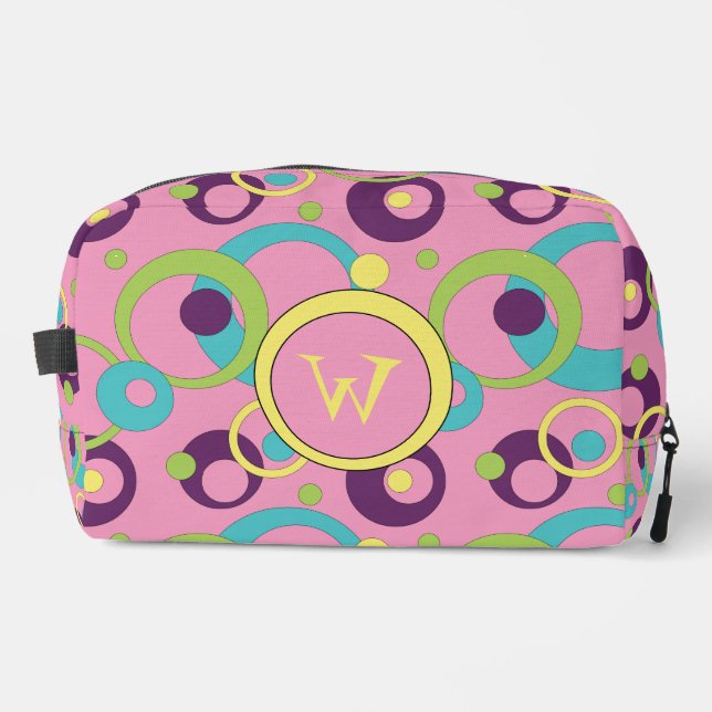 Funky Pink Circles Dopp Kit (Front)