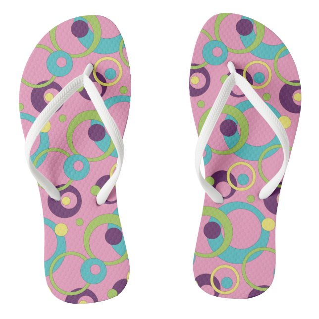 Funky Pink Circles Flip Flops (Footbed)
