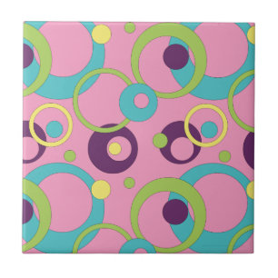 Funky Pink Circles Tile