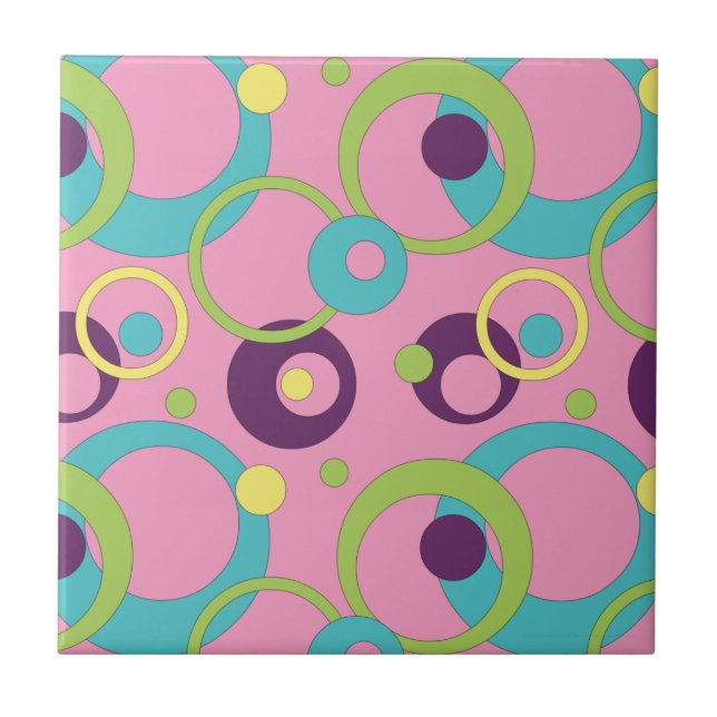 Funky Pink Circles Tile (Front)