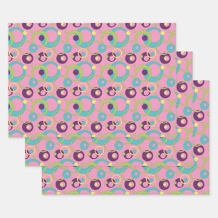Funky Pink Circles Wrapping Paper Set
