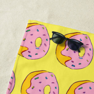 Funky pink doughnuts beach style towel