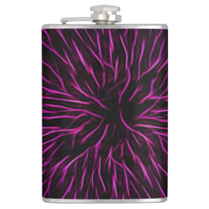 Funky Pink Fire Flower Abstract Hip Flask
