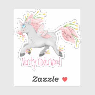 Funky Pink Flower Fairy Unicorn with Orchids