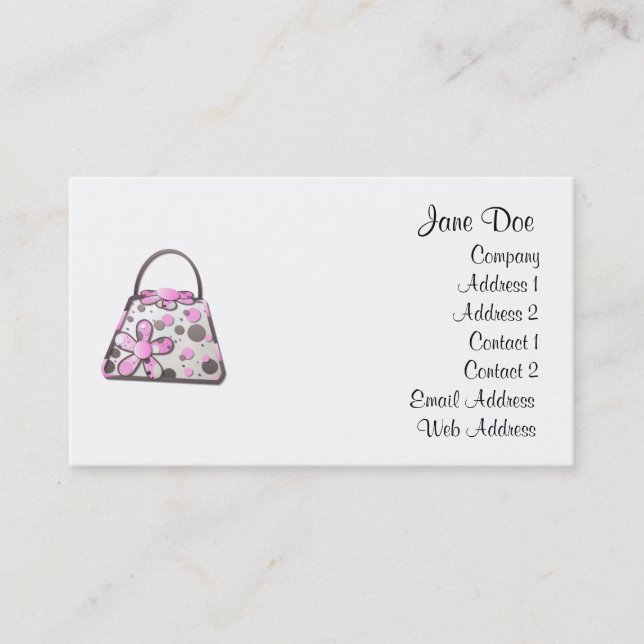 Funky Pink Foral Dot Handbag Business Card (Front)
