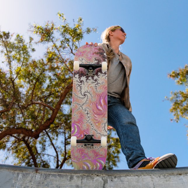 Funky Pink Fractal Skateboard (Outdoor 1)