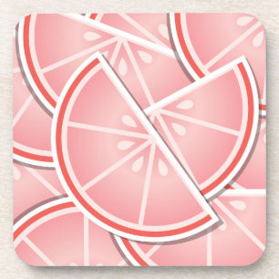 Funky pink grapefruit wedges coaster