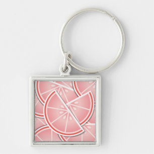 Funky pink grapefruit wedges key ring