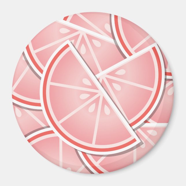Funky pink grapefruit wedges magnet (Front)