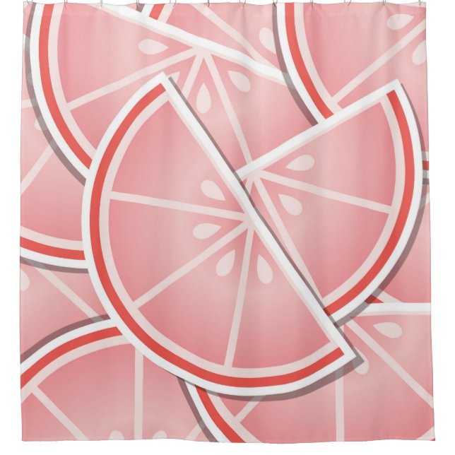 Funky pink grapefruit wedges shower curtain (Front)
