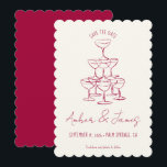 Funky Pink Hand drawn Champagne Tower Wedding Save The Date<br><div class="desc">Get ready to party! Our bold pink quirky wedding save the date invitation is here to spread the funky vibes ahead of your big day. In shades of pink and warm off white (all colours can be changed in the design tool if you like!), this funky hand drawn design brings...</div>