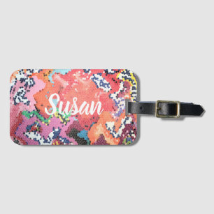 Funky Pink Pastel Abstract Luggage Tag