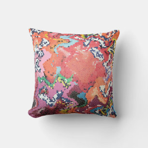 Funky Pink Pastels Abstract Cushion