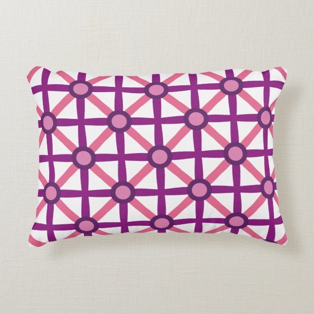 Funky Pink & Purple Pattern Decorative Cushion (Front)