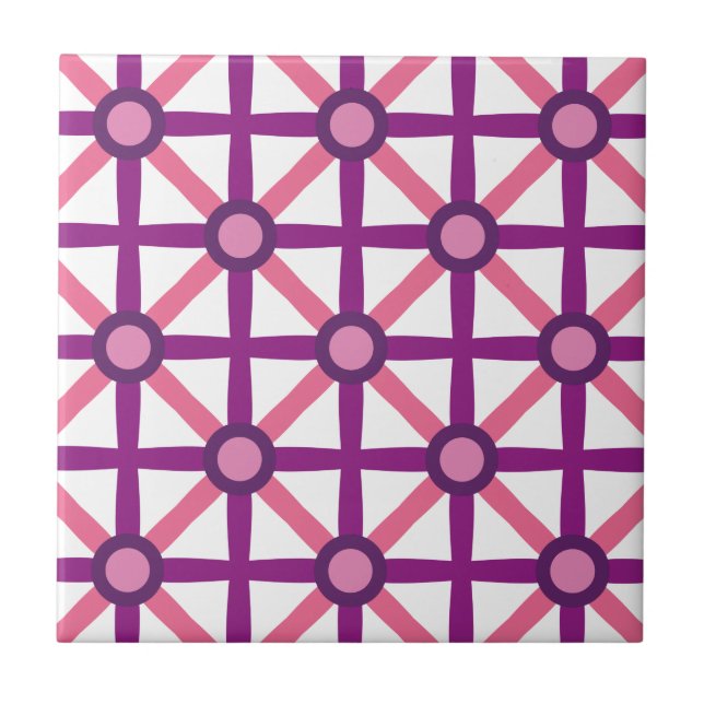 Funky Pink & Purple Pattern Tile (Front)