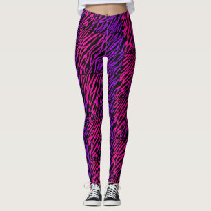 Funky Pink Purple Zebra Print Leggings