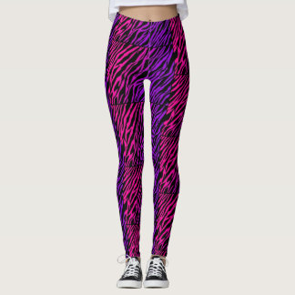 Funky Pink Purple Zebra Print Leggings