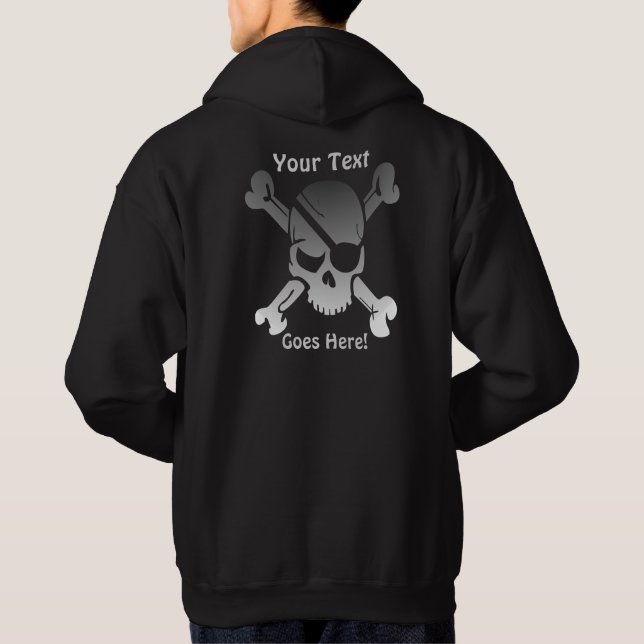 Funky Pirate Skull with Custom Text Hoodie (Back)