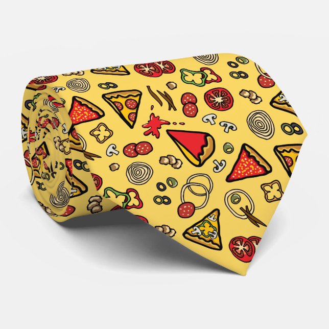 Funky Pizza Slices Tie (Rolled)