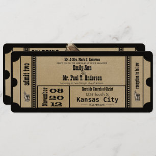 Funky Playbill Wedding Silver Metallic Invite