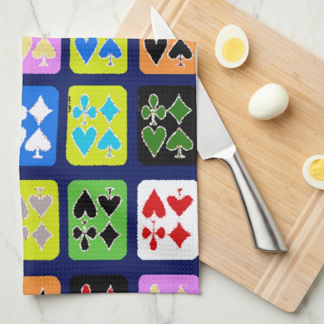 Funky Playing Cards Poker Solitaire Spades Tea Towel (Quarter Fold)
