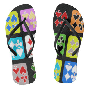 Funky Poker Player Stylised Cards Flip Flops